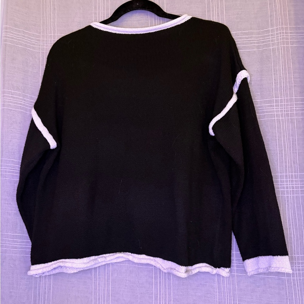 Black and White Crew Neck Sweater